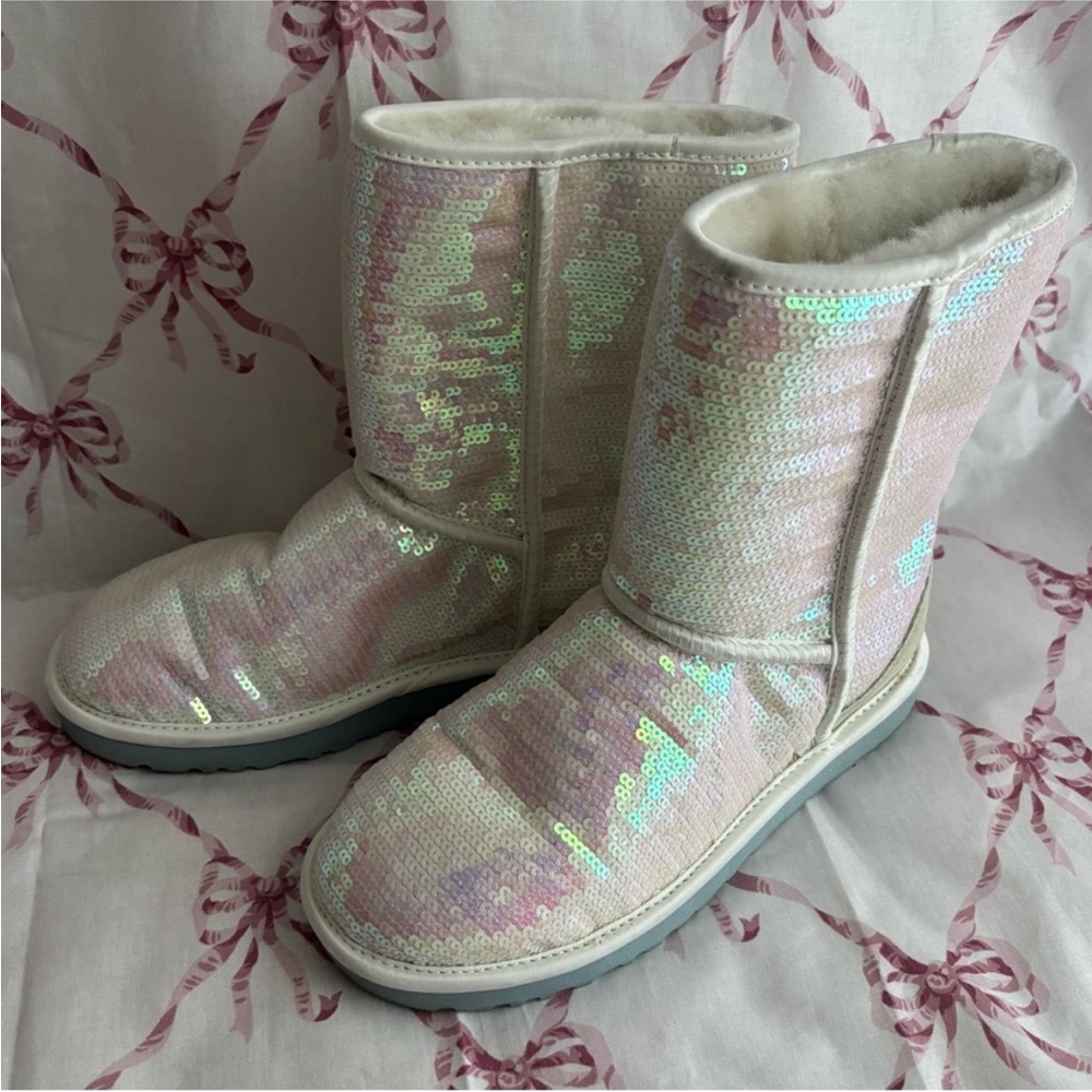 ✨ UGG Authentic!Women's Sparkles I Do! White Boot 8 B - Medium